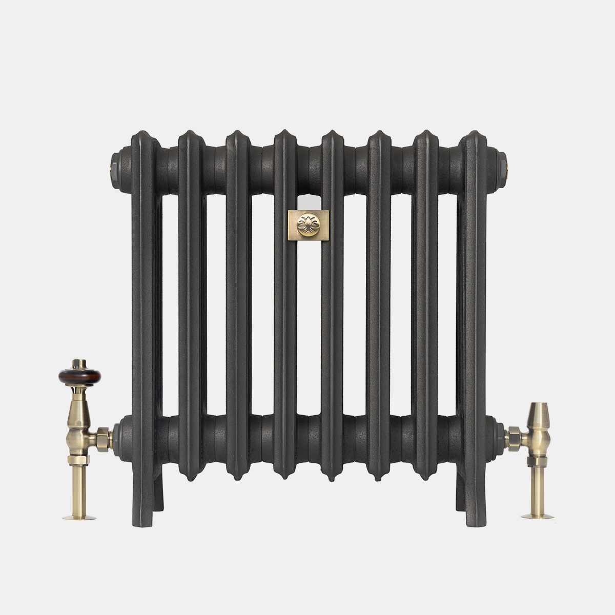 Grace 4 Column 14" cast iron bay window radiator in matt black finish